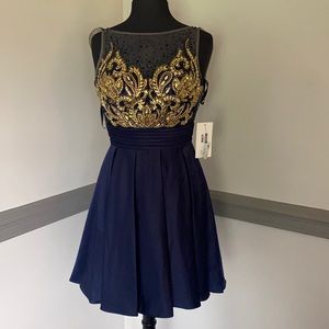 JVN by Jovani Navy Gold Formal/Prom/Hoco Dress